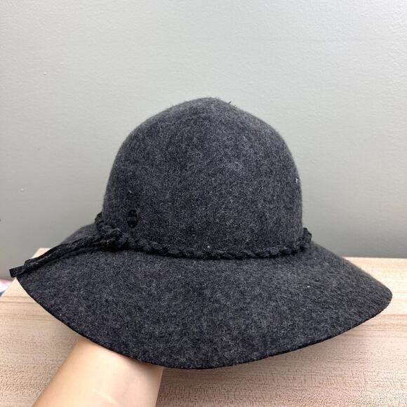 Rip Curl 100% Wool Felt Hat Braided Hat Band Charcoal Natural Fiber Accessories - Picture 5 of 10
